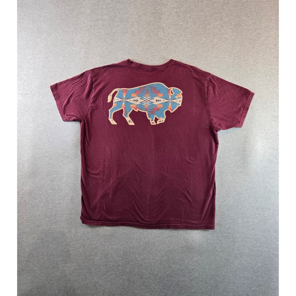 Pendleton Graphic T-Shirt Men XL Burgundy Buffalo Southwestern Print Cotton Tee